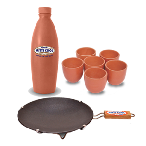 NonStick Tawa With Handle(9 Inch),Cherry Cup Set(6 Piece)(100 Ml),Water Bottle(1 Liter)