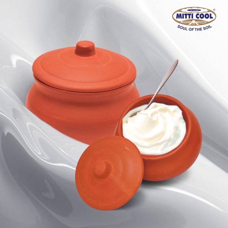 Earthen Clay Curd Pot with Cap ECO Friendly Clay Products Mitticool