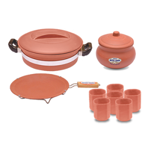 Combo Offer - Handi With Handle(2 Liter),Curd Pot(250 ML),Square Cup(170 ML)(6 Piece),Simple Tawa With Handle(9 Inch)