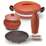 combo-offer-handi-2-lit-curd-pot-500ml-clay-water-bottle-1-lit-9-non-stick-with-handle