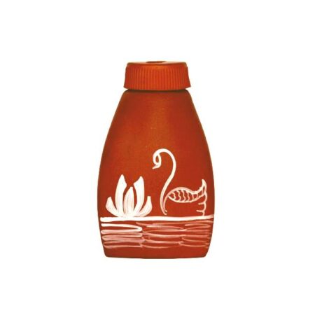 Clay Triangle Water Bottle White panting Swans Design