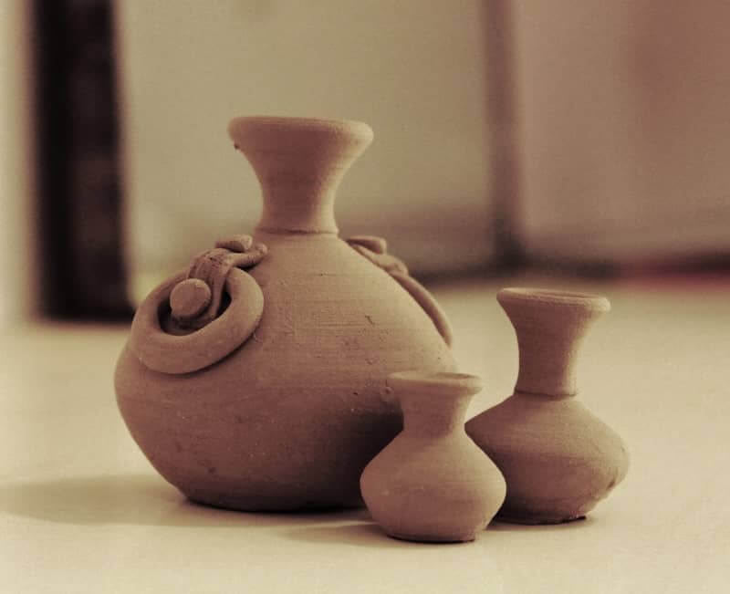 Three beautifully crafted earthen pots 