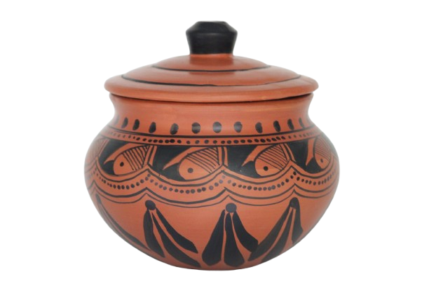 Clay Curd Pot with Cap 650ml Black Spade