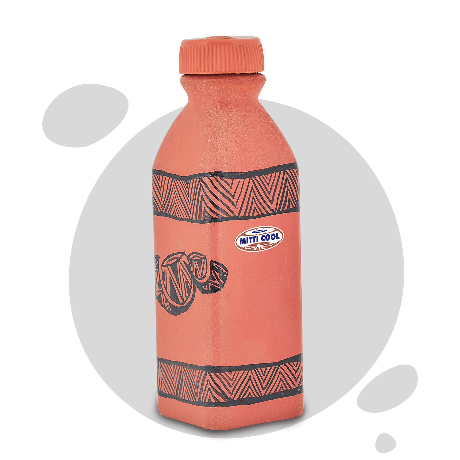 Clay Water Bottle-400 ML Warli Drum Design - Mitticool
